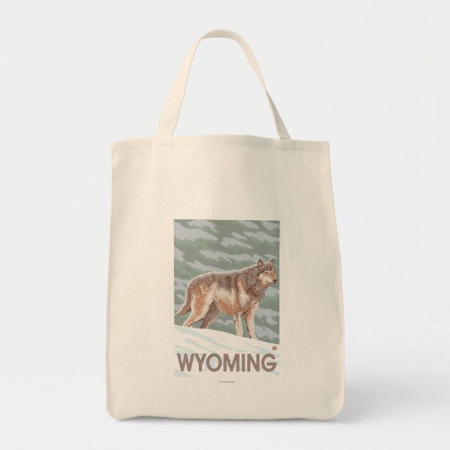 Tote Bag Loup gris deboutWyoming (Devant)