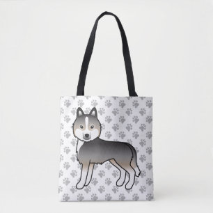 Tote Bag Loup Léger Gris Husky Sibérien Chien de Dessin Ani