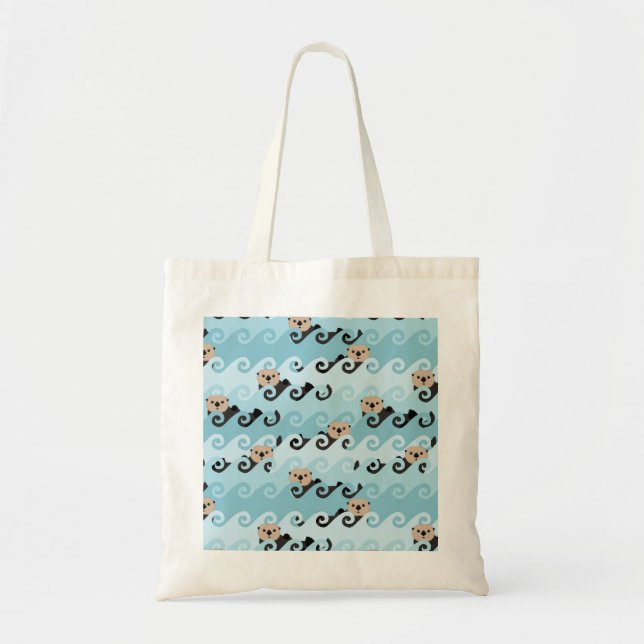 Tote Bag Loutres de mer montant les vagues (Devant)