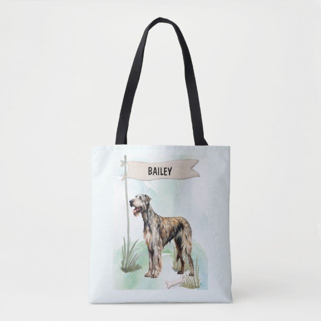 Tote Bag Louveteau Irlandais Aquarelle Chien Personnalisé (Devant)