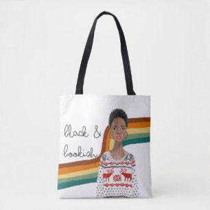 Tote Bag Louveur de livre noir avec cheveux courts