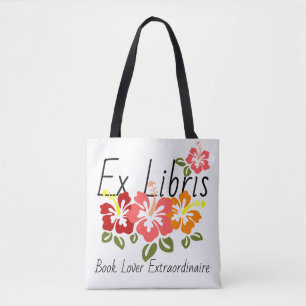 Tote Bag Louveur du livre d'Hibiscus coloré