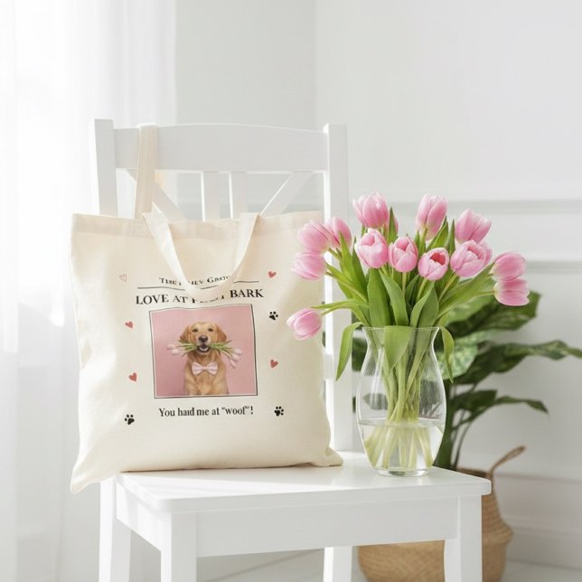 Tote Bag Love at First Bark Personalized Dog  (Créateur téléchargé)