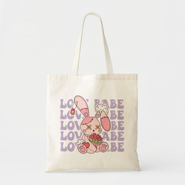 Tote Bag Love Babe Valentine Bunny (Devant)