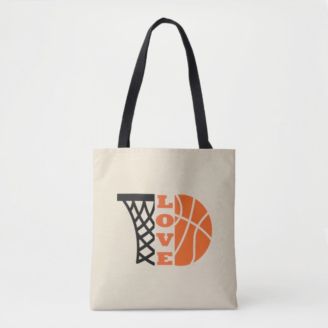 Tote Bag Love Basketball hoop et orange ball (Devant)