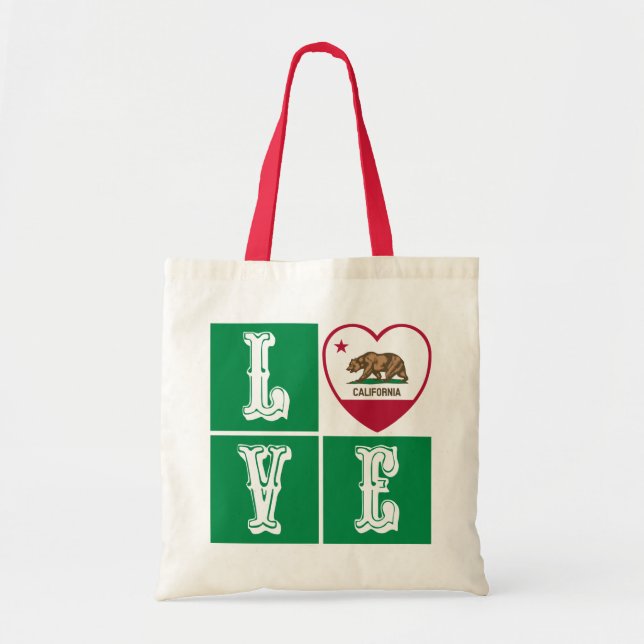 Tote Bag Love California Republic State Drapeau Heart Pride (Devant)