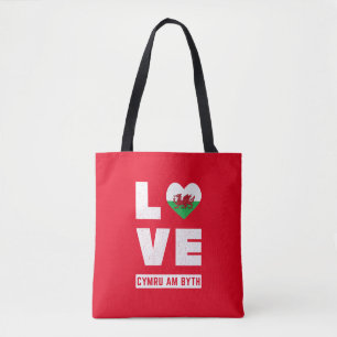 Tote Bag Love Cymru Am Byth Wales Drapeau Gallois Racines V