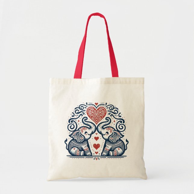 Tote Bag Love Elephants Mandala (Devant)