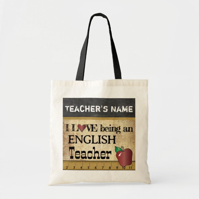 Tote Bag Love Être un enseignant anglais | Nom do-it-yourse (Devant)