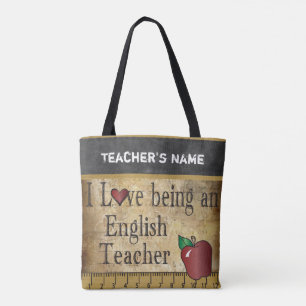 Tote Bag Love Être un enseignant anglais   Nom do-it-yourse
