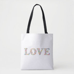 Tote Bag LOVE - fèves de café colorées