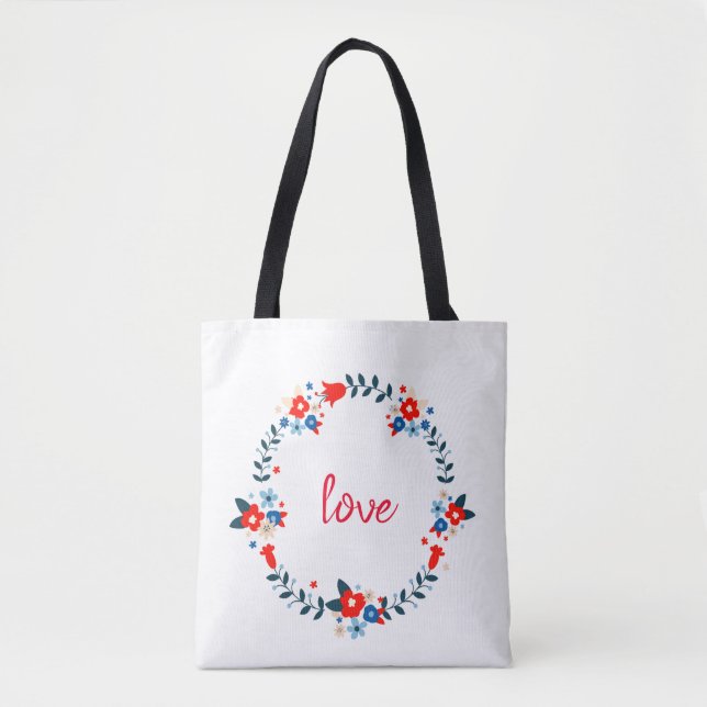 Tote Bag Love Floral Wreath (Devant)