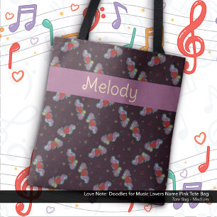 Tote Bag Love Note : Doodles for Music Lovers Nom rose