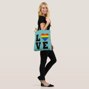 Tote Bag Love Rainbow Heart Bag, tendance bleu Décontracté 