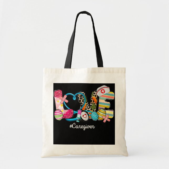 Tote Bag LOVE Stethoscope Scrub aidante vie infirmière (Devant)