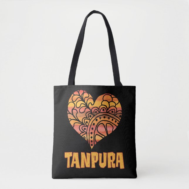 Tote Bag Love Tanpura Orange Mandala Heart Musique indienne (Devant)