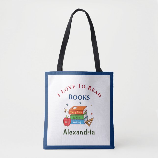 Tote Bag Love To Read Books Reader Lecture Personnaliser (Devant)