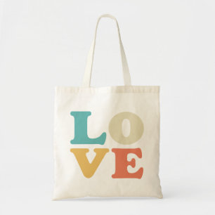 Tote Bag Love Typographie Carré de couleur rétro