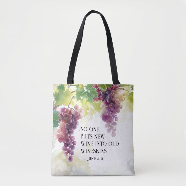Tote Bag Luc 5:37 Nouveau vin dans Vieux Verset Bible Wines (Devant)