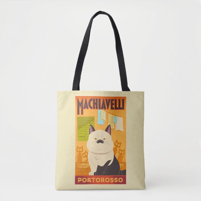 Tote Bag Luca | Illustration de chat Machiavelli (Devant)