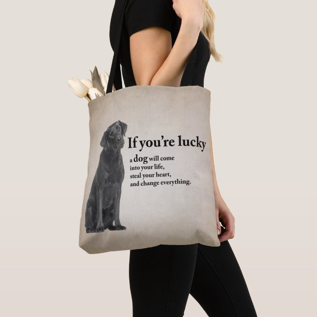Tote Bag Lucky Black Lab (De près)