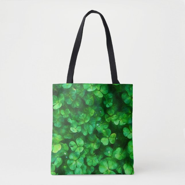 Tote Bag Lucky Celtic Irish Green Shamrocks (Devant)