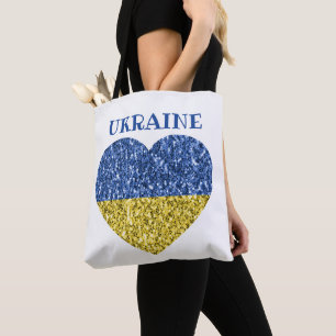 Tote Bag L'Ukraine drapeau parties scintillant faux pétille