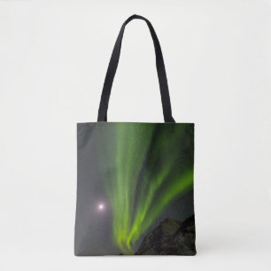 Tote Bag Lumière du Nord Haukland Beach Island Norvège