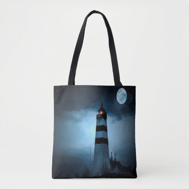 Tote Bag Lumière nuit noire avec lune (Devant)