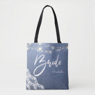 Tote Bag Lumières à cordes, dentelle et florale Jean