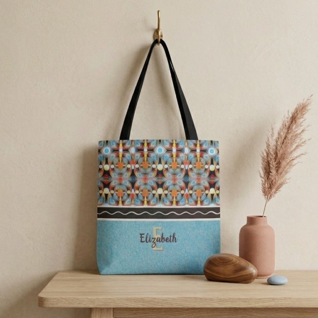 Tote Bag Lumières éthériques Jaune, Orange, Bleu & Noir (Créateur téléchargé)