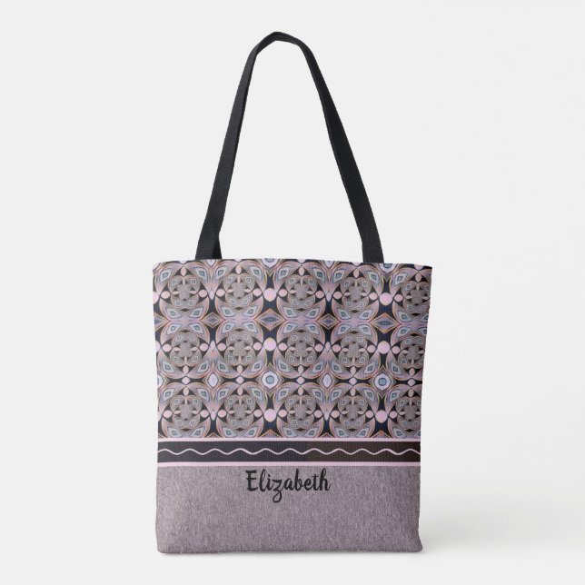 Tote Bag Lumières Ethermiques violettes, blanches et noires (Dos)