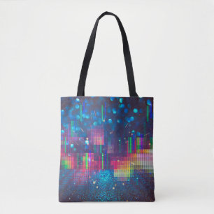 Tote Bag Lumières néon et motif géométrique sans soudure