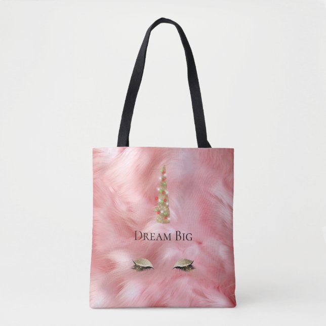 Tote Bag Lumières Unicorne de glam à étincelles rose de fou (Devant)