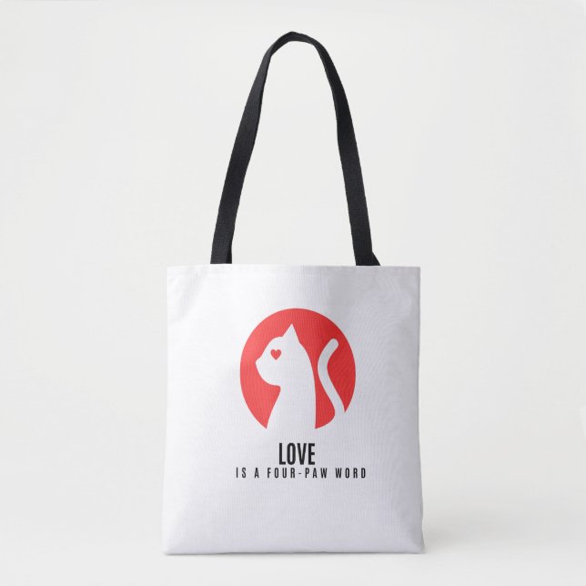 Tote Bag Luminous Love Cat Silhouette (Devant)