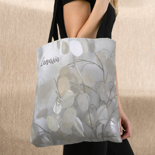 Tote Bag Lunaria Silver Dollar Floral Personnalisé