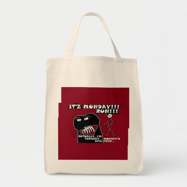 Tote Bag Lundi & son jumeau Malin mardi Run! Funny Carryall (Devant)