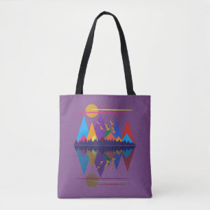 Tote Bag Lune Au-Dessus Des Montagnes #9
