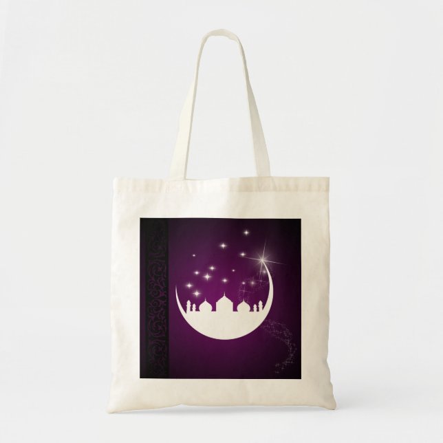 Tote Bag Lune avec Silhouette Mosquée - Fourre-tout Budget (Devant)