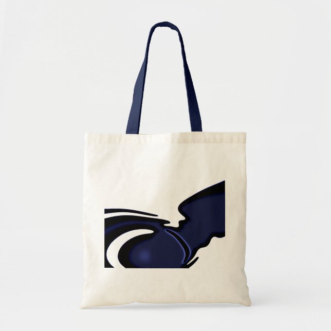 Tote Bag Lune bleue : Bleu Abstrait, Blanc & Noir (Devant)