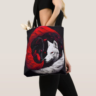 Tote Bag Lune Crimson Loup blanc rouge