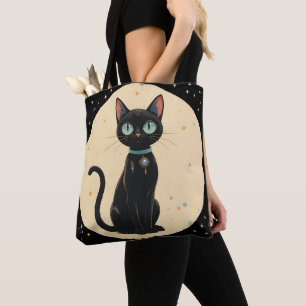 Tote Bag Lune de chat noir atomique futuriste