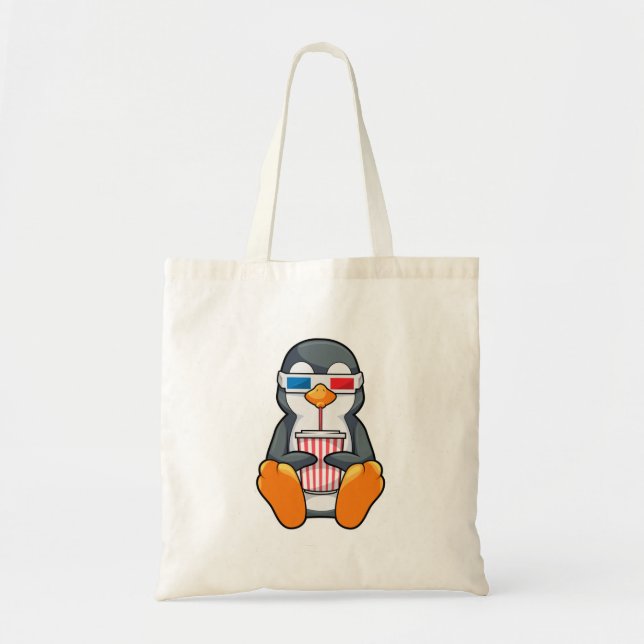 Tote Bag Lunettes de cinéma Penguin Coupe de boisson (Devant)