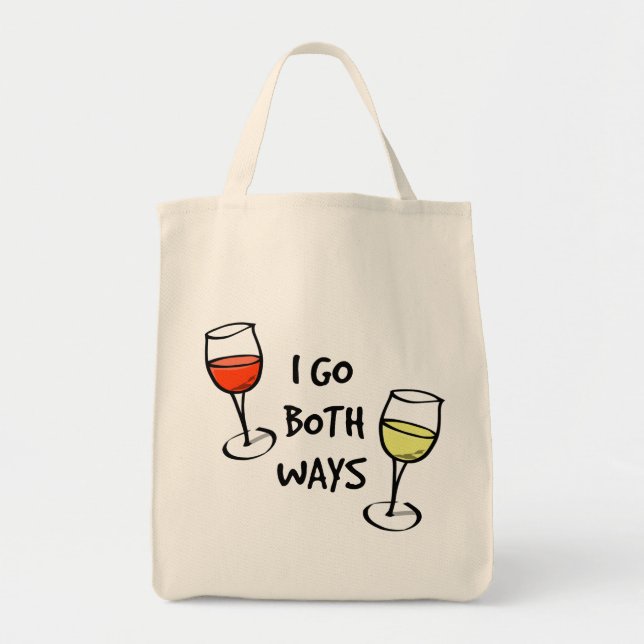 Tote Bag Lunettes de vin de dessin Je vais les deux façons  (Devant)