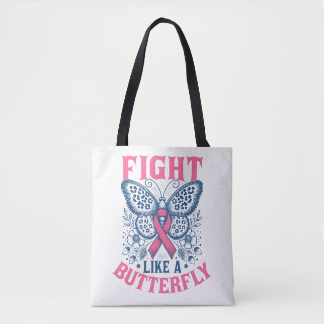 Tote Bag Lutter comme un papillon Sensibilisation au cancer (Devant)