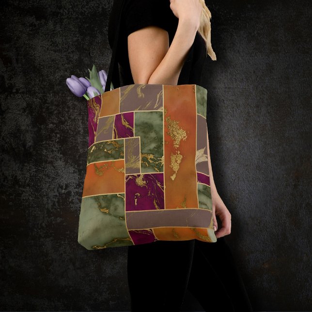 Tote Bag Luxe d'automne | Joyau d'or géométrique Marbre de  (Créateur téléchargé)