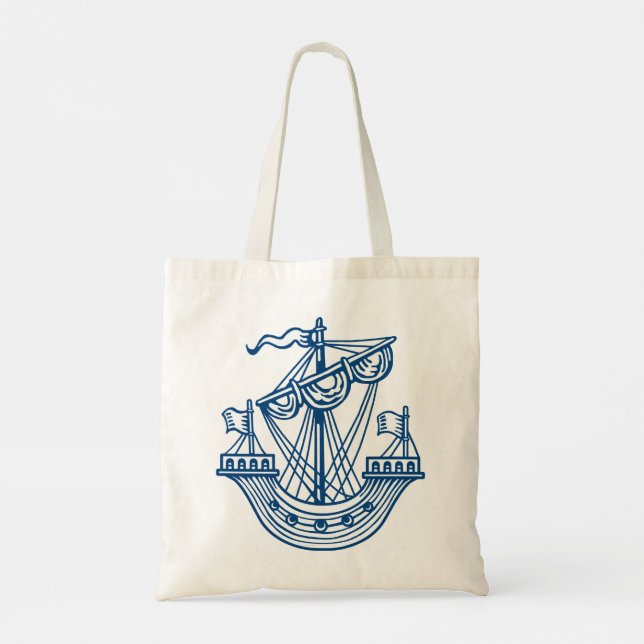 Tote Bag Lymphad (Bateau héraldique) - Indigo Style Blue (Dos)