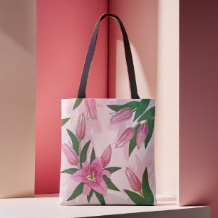 Tote Bag Lys rose florissant