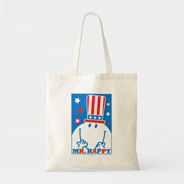 Tote Bag M. Happy Avec Le Casquette Patriotique (Devant)