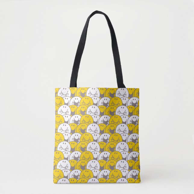Tote Bag M. Happy | Motif de sourires clignotants (Devant)